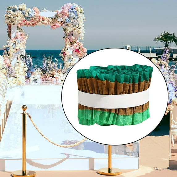 Abbraccia 2 Pieces Wrinkle Paper Roll Crepe Paper Roll Birthday Crafts DIY Decoration Wreath Gift Multicolor Kids Crepe Paper Streamers brown green