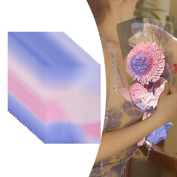 Abbraccia 20Pcs Flowers Wrapping Paper Present Wrapping Supplies for Candy Snacks Bouquet Gift Wrapping Paper for Valentine's Day Party C