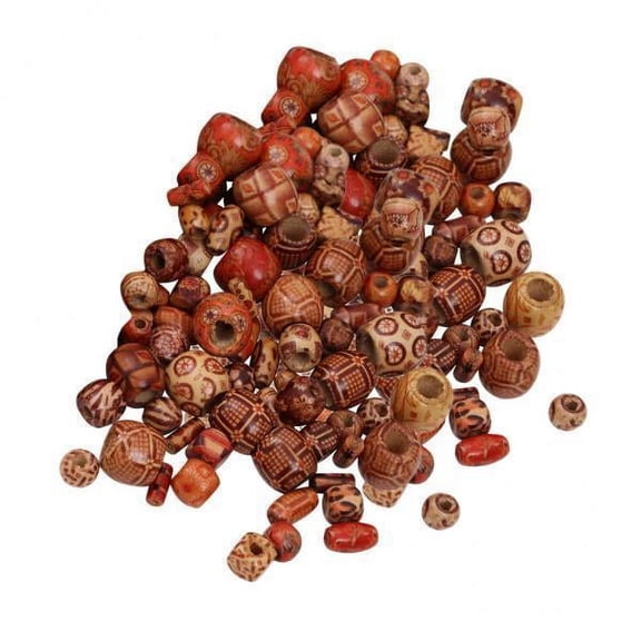 Abbraccia 2x150 Pieces Vintage Assorted Printed Wooden Beads Large Hole European Beads