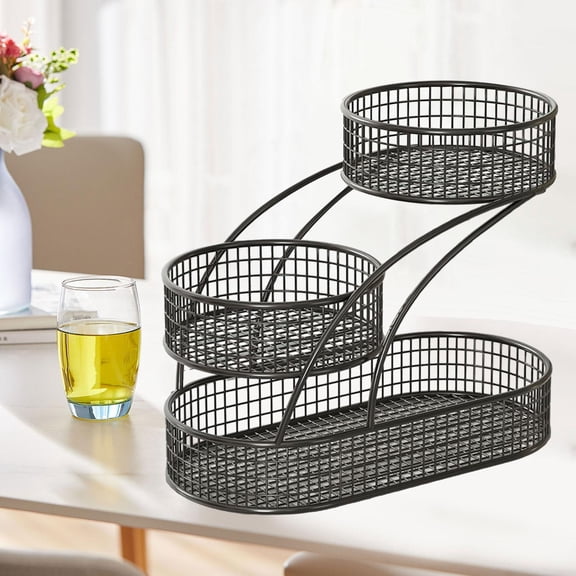 Abbraccia 3-piece Fruit Basket with Metal Wire Display Stand, Elegant And Multi-purpose, Fruit Serving Tray for Dining Rooms And Parties.
