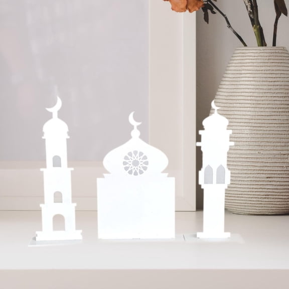 Abbraccia 3x Acrylic Ramadan Decorations Flat Desktop Ornament Decorative Collecting Artwork 2D Eid Mubarak Decor for Dining Room .2x5cm 13.5x10cm