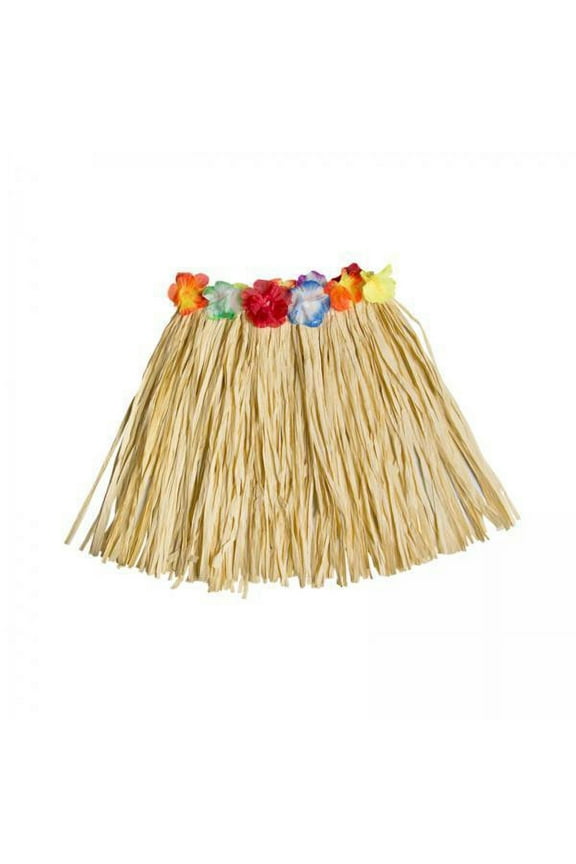 3xHawaiian Skirt with Flowers Raffia Skirt for Beach Celebration Carnival 40CM
