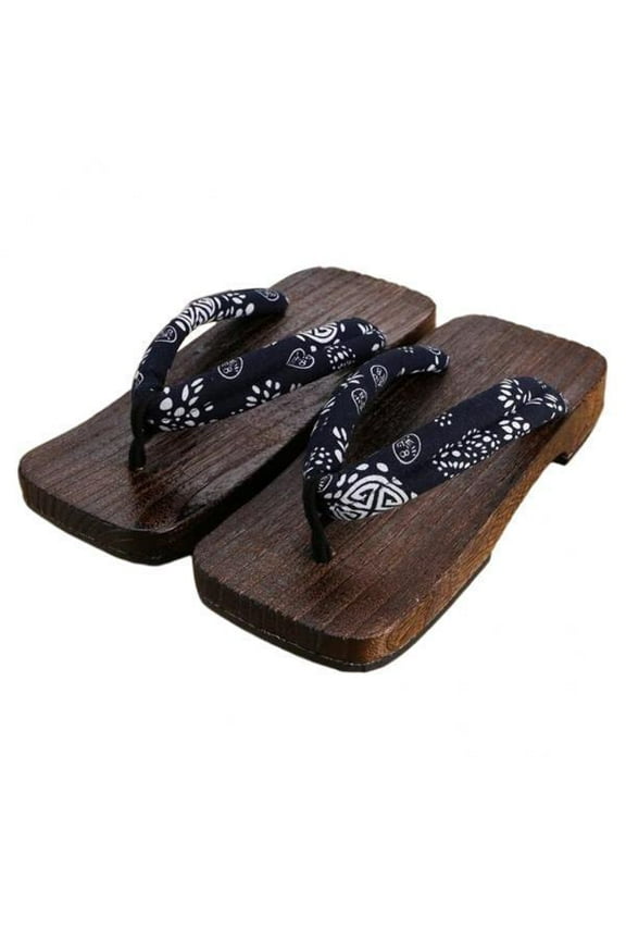3xJapanese Clogs Slippers Geta Sandals Flip Flops for Men Women Blue Square 44