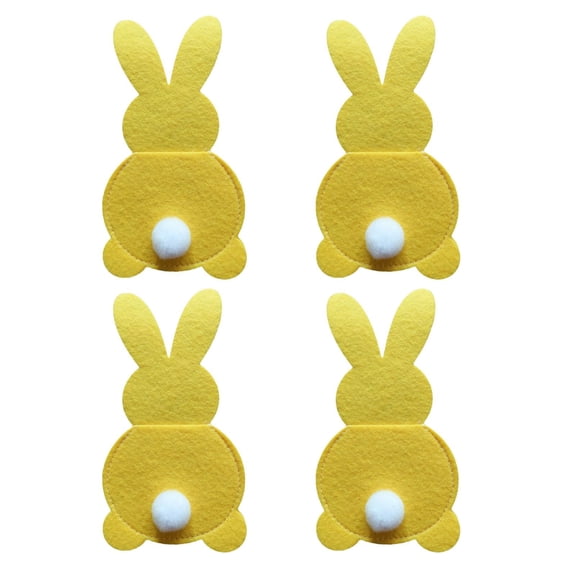 Abbraccia 4 Pieces Easter Cutlery Holders, Cutlery Pockets Portable Easter Cutlery Bag, Utensil Organizer for Dinner Home Kitchen Table Yellow