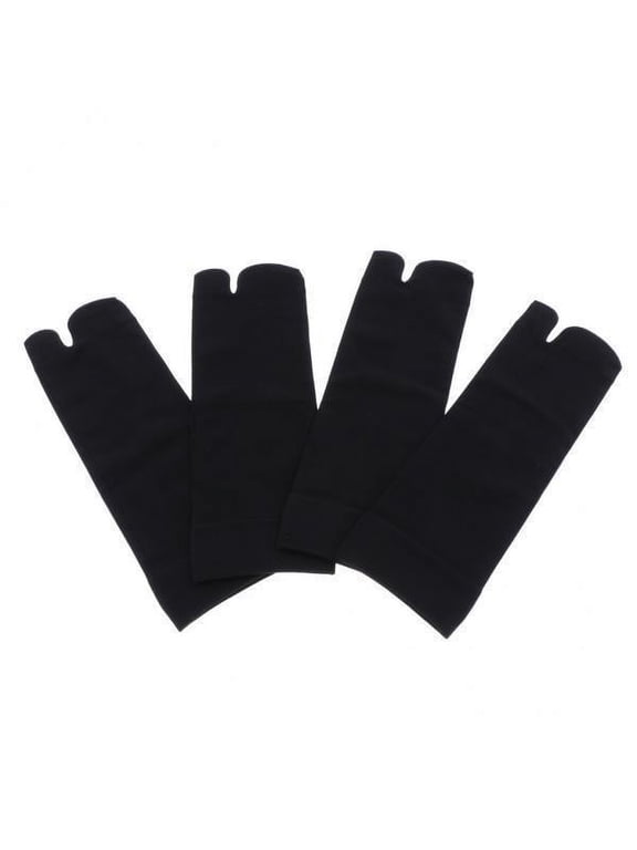 4x2 Pair Women No Show Socks Tabi Socks Non Slip Ankle Crew Socks Black 4 Pcs