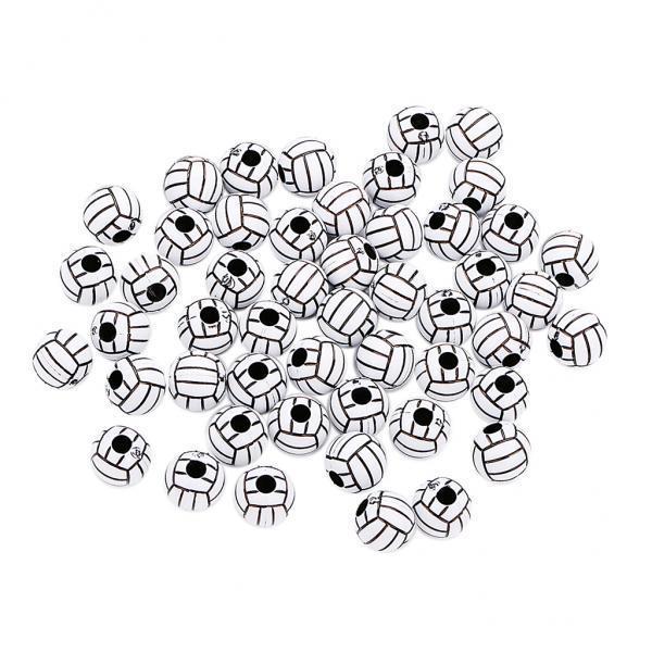 Abbraccia 4x50 Pieces Volleyball Design Round Acrylic Loose Large Hole Beads for Beading 4 Pcs