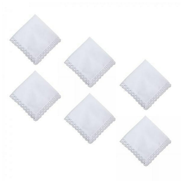 Abbraccia 4x6Pcs Blank White Lace Handkerchiefs White Hankies for Dyeing Crafts Handmade