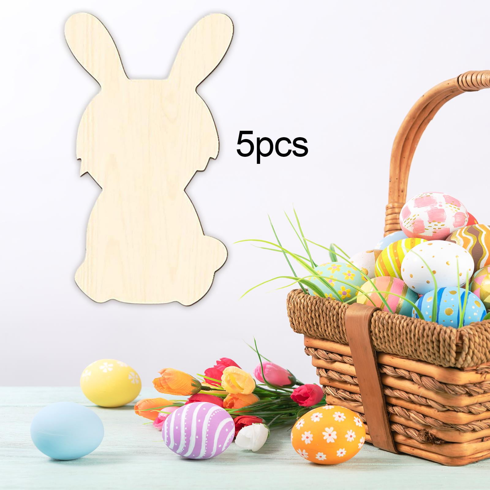 Abbraccia 5 Pieces Easter Wooden Bunny Cutouts Wood Pieces to Paint ...