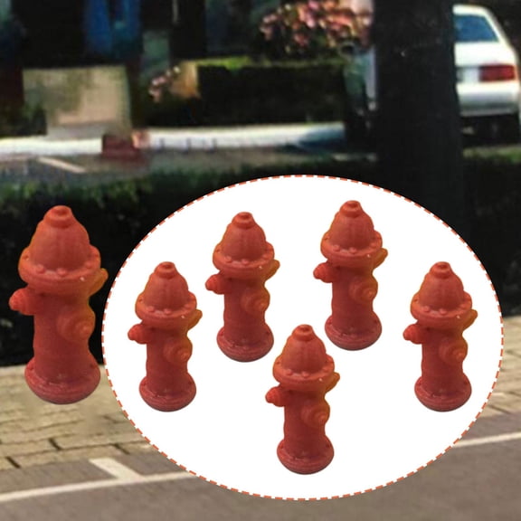 Abbraccia 5-piece Set of 1:64 Scale Fire Hydrant Models, Accessories, DIY Mini Photo Props, Micro Landscape, Resin Table Decoration, Miniature Ornaments
