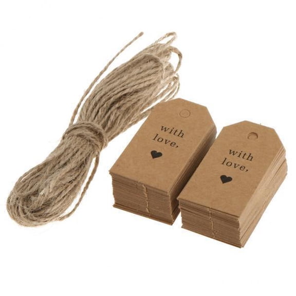 Abbraccia 5x100 Pieces Heart Love Kraft Hanging Tags Valentine's Day Gift Cards brown 5 Pcs