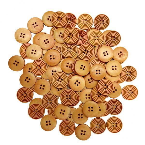 Abbraccia 5x100 Pieces Wooden Buttons Spiricle 20mm with Four Holes Light Coffee Color 5 Pcs