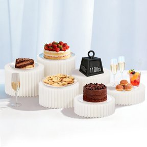 Abbraccia 6x Buffet Risers Food Risers Cake Stands Decorative Cupcake Stand Jewelry Organizer for Catering Wedding Buffet Jewelry Candy White
