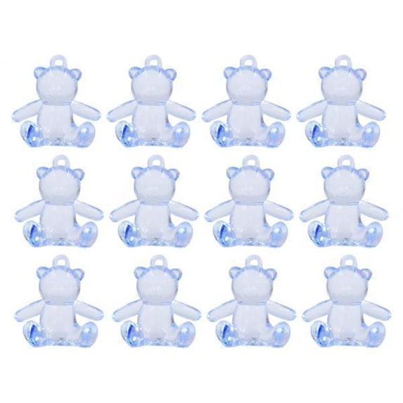 Abbraccia 6x12x Acrylic Faceted Bear Pram Charms Beads Pendants for DIY Blue 6 Pcs