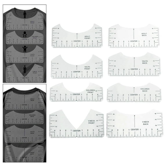 Abbraccia 8x T Shirt Ruler Guide Alignment Tool for All Sizes T Shirts Hot Press Women Transparent