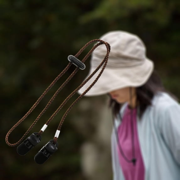 Abbraccia Adjustable Hat Strap Clip, Windproof Strap Clip, Hat Chin Cord, Cap Retainer with Clip Cord for Fishing Hiking Men Rides Brown