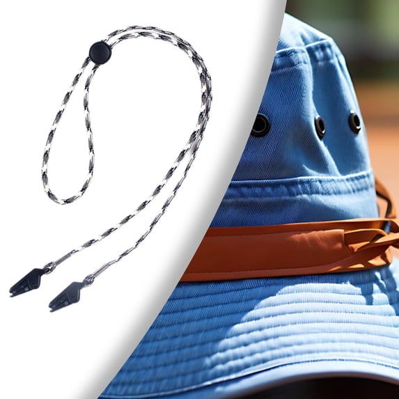 Abbraccia Adjustable Hat Strap Clip Windproof Strap Clip Hat Chin Cord Hat Keeper Hat Retainer for Beach Hiking Boating Sun Hat Sailing Black Gray