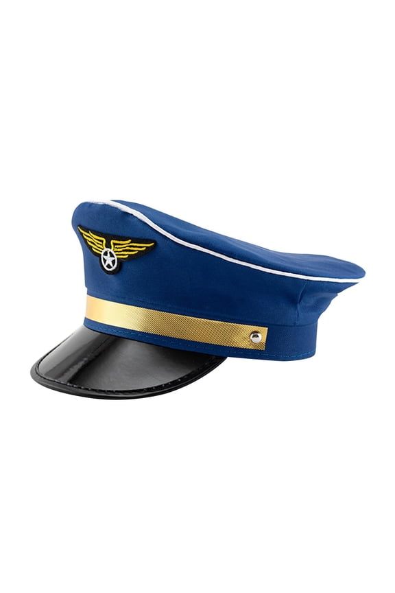 Airline Big Cornice Hat Props Sailors Cap Carnival for Men Women Party Hat Costume Accessory Cosplay Airplane Hat Airline Cap blue