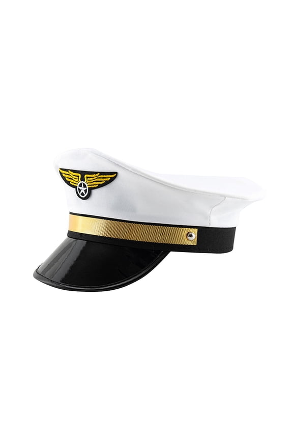 Airline Big Cornice Hat Props Sailors Cap Carnival for Men Women Party Hat Costume Accessory Cosplay Airplane Hat Airline Cap white