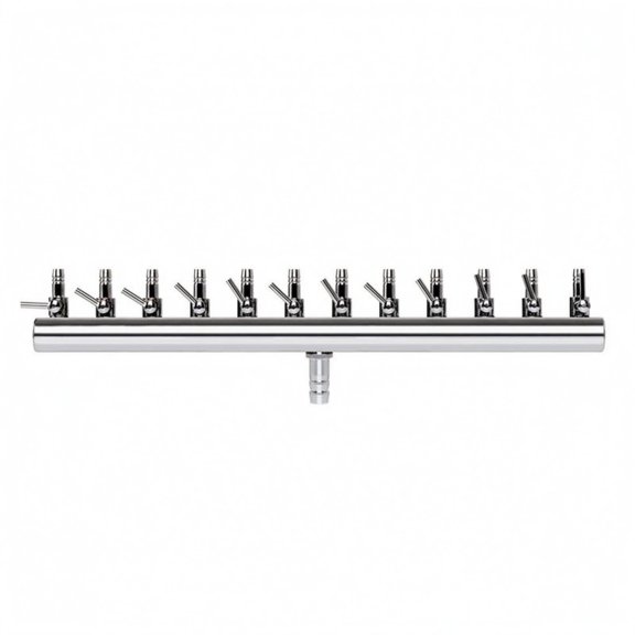 Abbraccia Aquarium Air Distributor Air Pump Flow Divider Stainless Steel Construction with 12 Adjustable Outlets for Multi Tank Setups