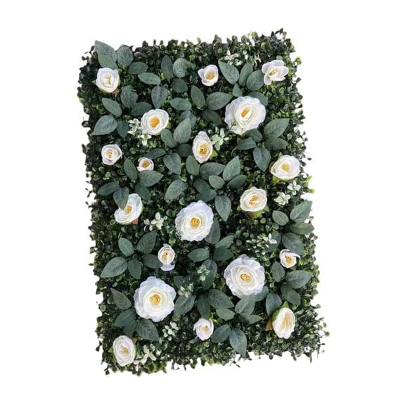 Abbraccia Artificial Grass Wall Panel with Flowers Decorative Flower Wall Panel Greenery Wall Panel Artificial Plant Privacy Fence Made of Pp Suitable for T Station Photographic Background White