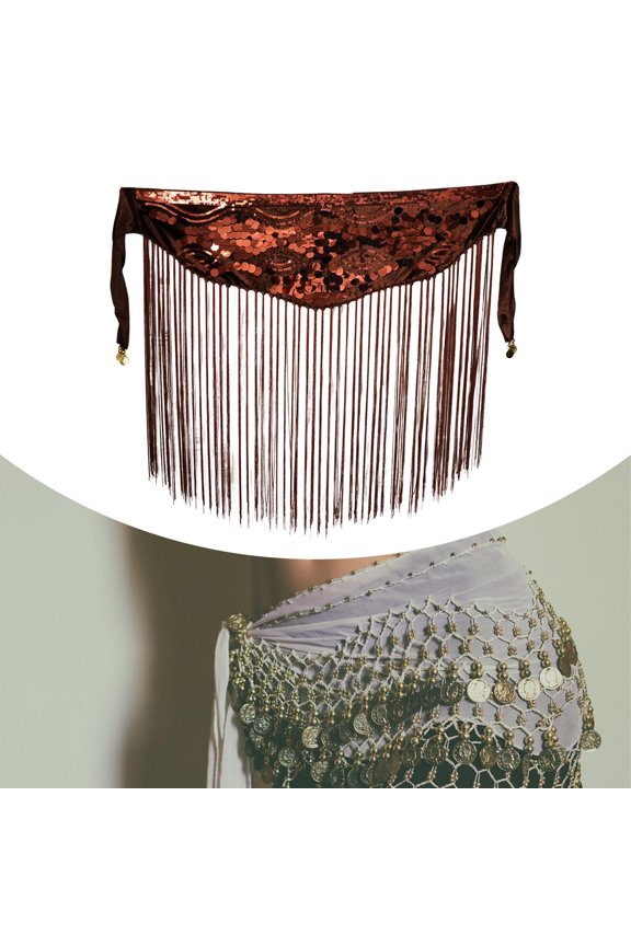 Belly Dance Skirt Hip Scarf Waist Wrap for Theater Stage Festival Tango Clubwear coffee