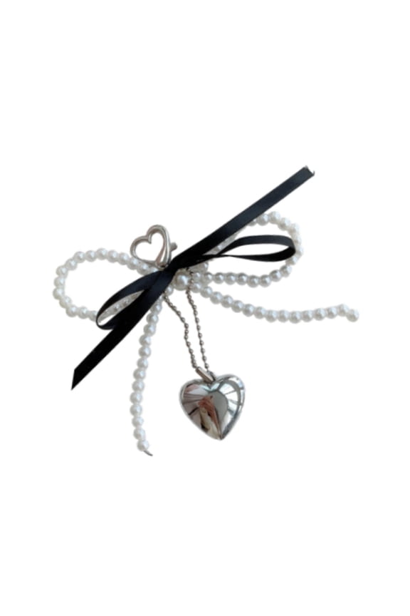 Bow Beaded Keyring, Ribbon Bowknot Keychain for Backpack Handbag Party, Woman Bags black