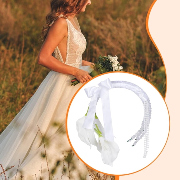 Abbraccia Bridal Bouquet with Artificial Flowers, Pearl Arrangement, Silk, Elegant Handle, Suitable for Ceremonies And Women's Photography. Design A