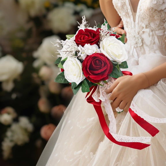 Abbraccia Bridal Bouquet Ornament Artificial Rose Flowers for Outdoor Ceremony Wedding