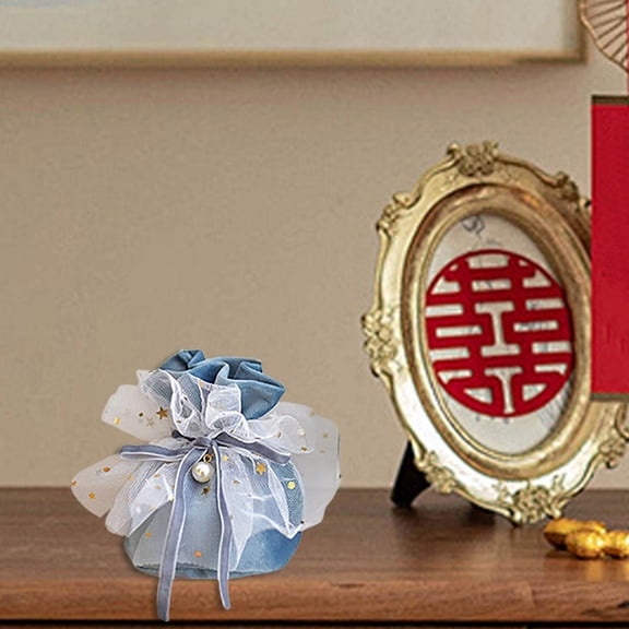 Abbraccia Candy Bag Bridal Bag Chinese Wedding Velvet Durable Fashion Drawstring Gift Bag Drawstring Pouch for Party Supplies Gift Prom Blue