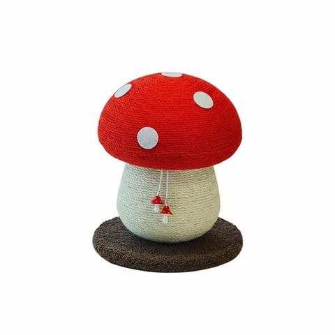 Abbraccia Cat Tree Scratching Post Mushroom Pillar with Stable Wood Base for Apartment Living Rooms and Bedrooms
