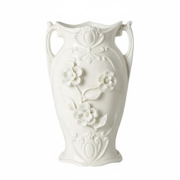 Abbraccia Ceramic Vase Flower Holder French Design Hand Glazed White Ceramic Uniqueness for Living Room Entryway Mantel