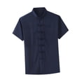 thumbnail image 1 of Abbraccia China Clothes Tang Shirt Short Sleeves Fashionable Wear Uniform Kung Fu Clothing Blue, 1 of 8