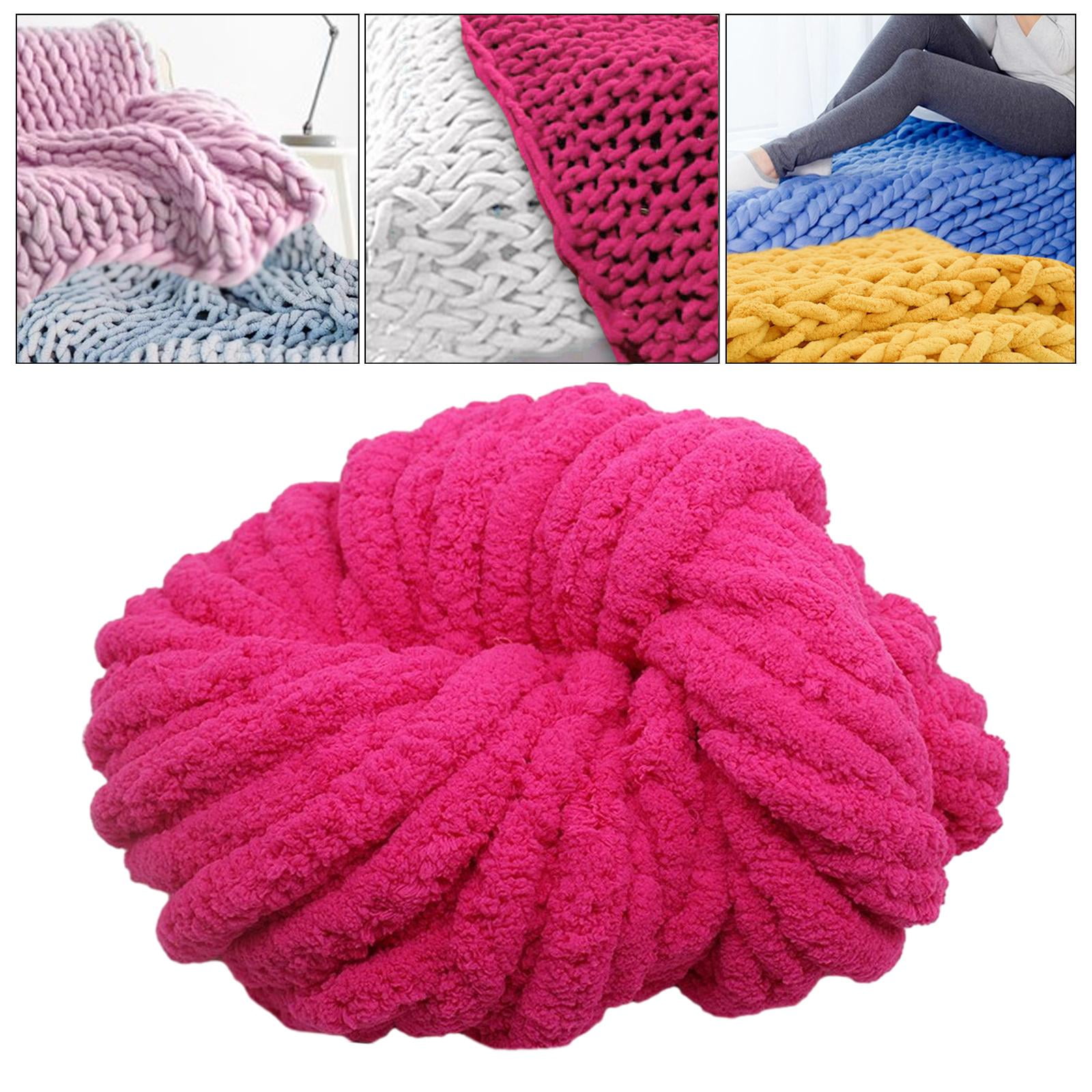Abbraccia Chunky Chenille Yarn Acrylic Fibers Gauge 7 Jumbo Giant Washable Bulky Yarn Thick Yarn for Sofa Throw Crocheting Hat Blanket Rose Red