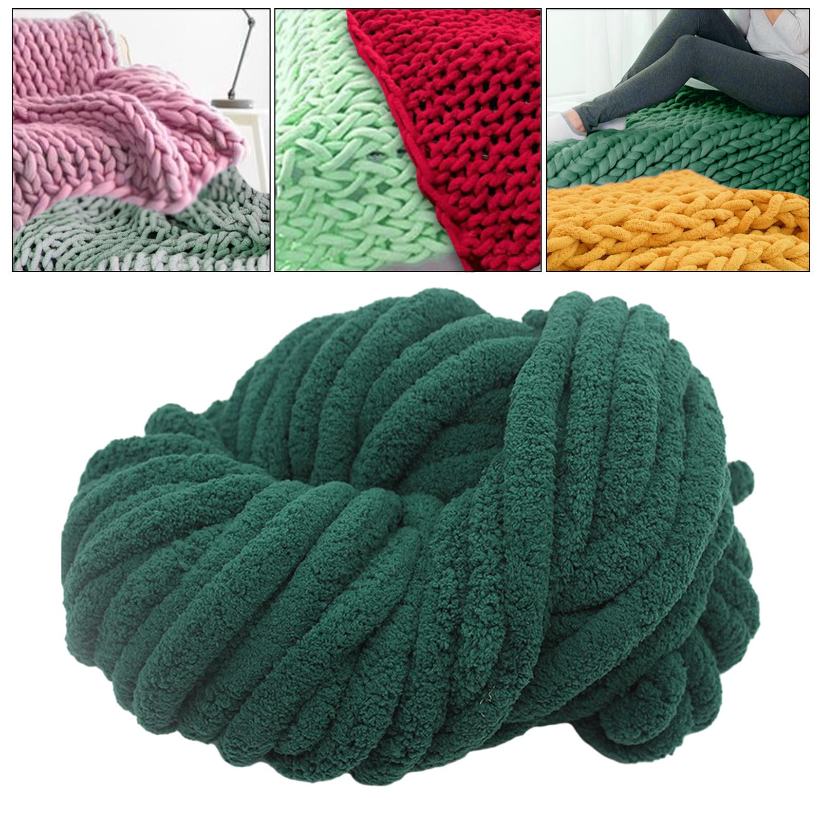Abbraccia Chunky Chenille Yarn for Crocheting, Bulky Thick Yarn for Knitting,Super Bulky Chunky Yarn for Hand Knitting Blanket Dark Green