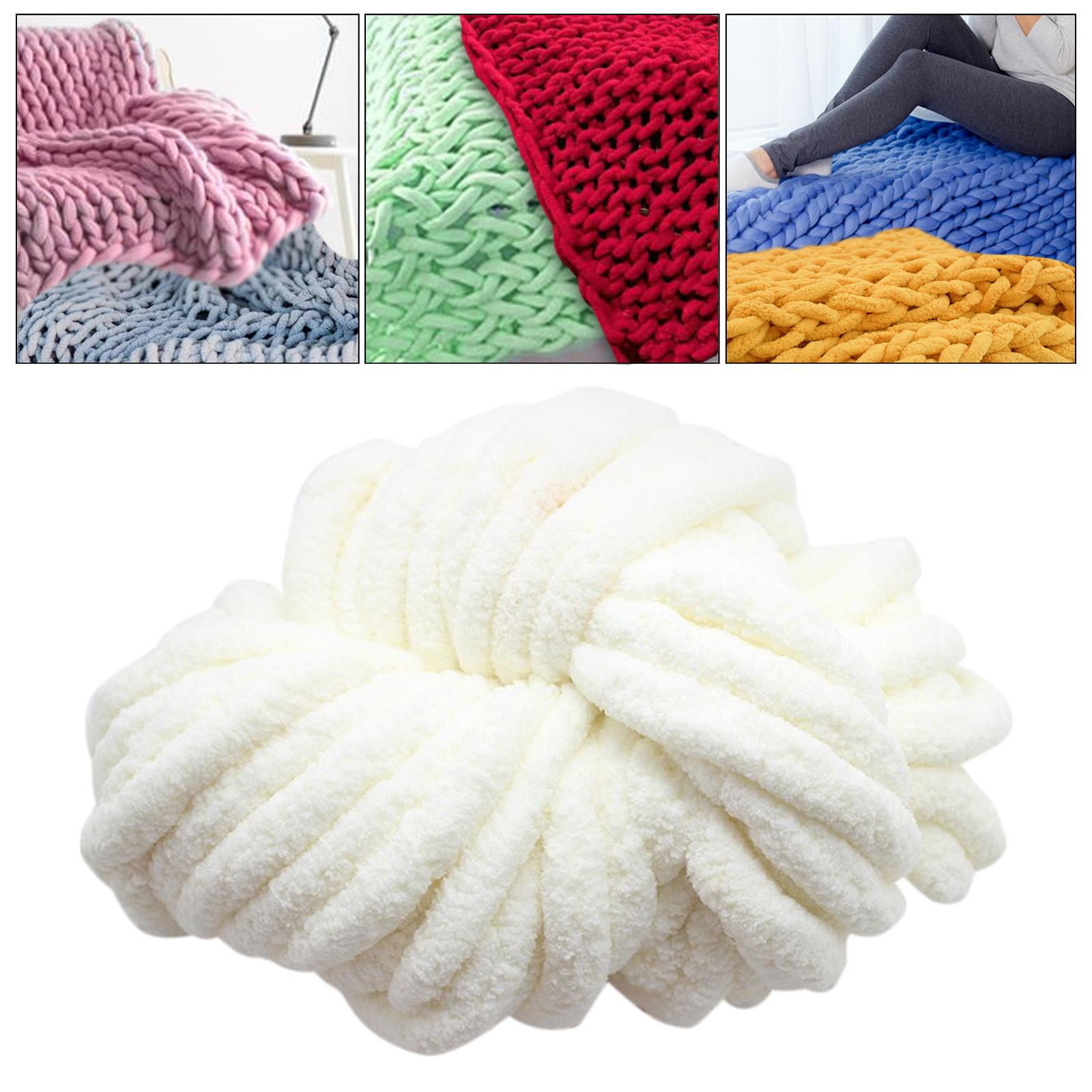 Abbraccia Chunky Chenille Yarn for Crocheting, Bulky Thick Yarn for Knitting,Super Bulky Chunky Yarn for Hand Knitting Blanket Milky White