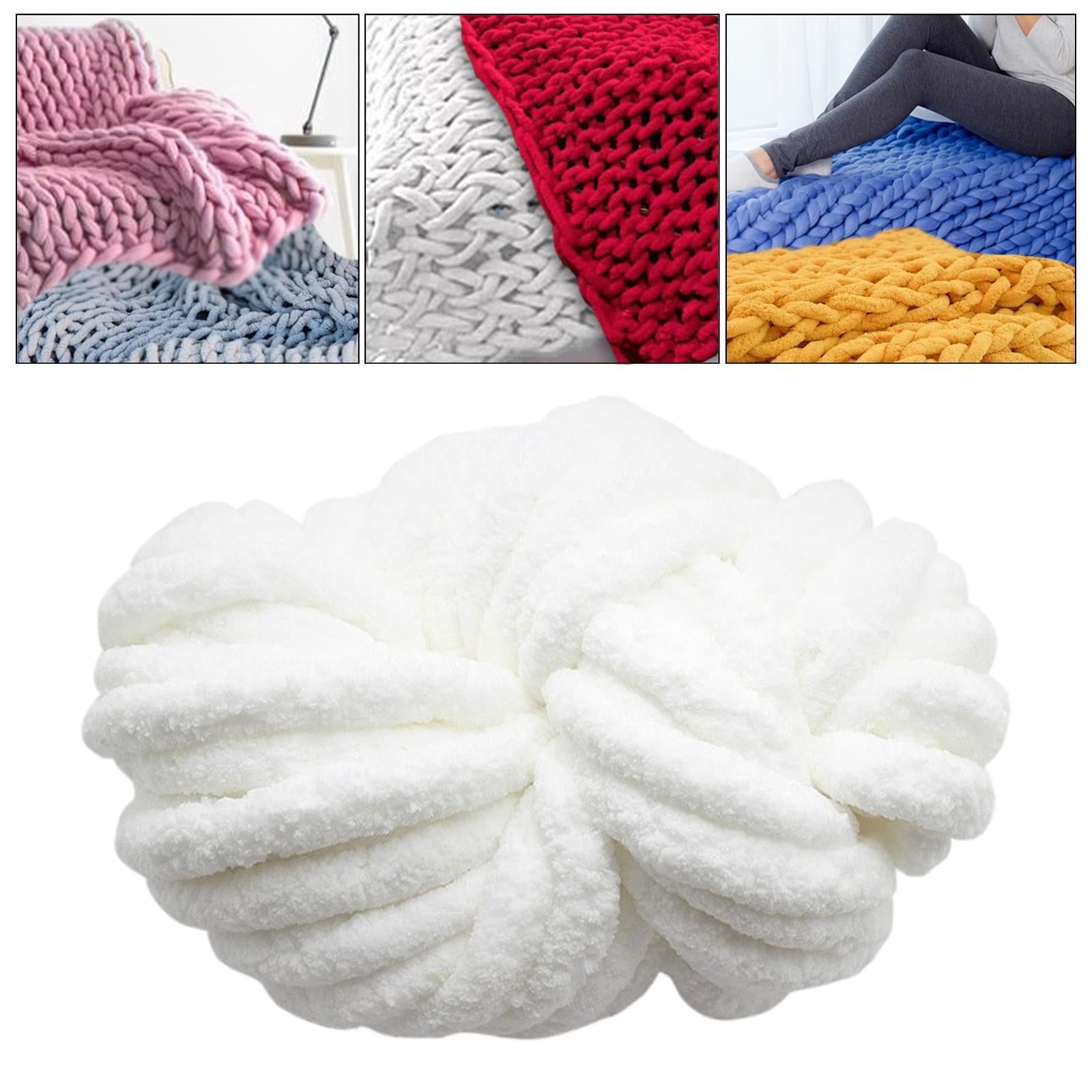 Abbraccia Chunky Chenille Yarn for Crocheting, Bulky Thick Yarn for Knitting,Super Bulky Chunky Yarn for Hand Knitting Blanket Pure White