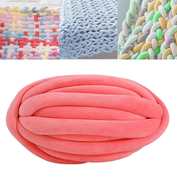 Abbraccia Chunky Yarn Jumbo Tubular Yarn Hand Knit Soft Knitting Bulky Yarn Arm Knit Yarn for Throw Tapestry Rug Making Pet Bed Macrame light red