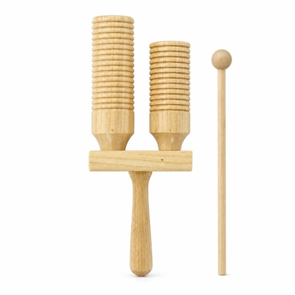 Abbraccia Classroom Percussion Wood Block Mallet Smooth Hardwood Tone with Groove for Children Music Sessions and Basic Rhythm Practice