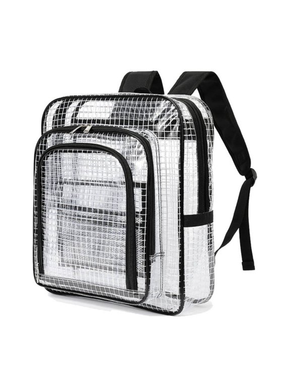 Clear Backpack with Mesh Pockets Transparent Rucksack for Stadium Work Site Daily Street Use