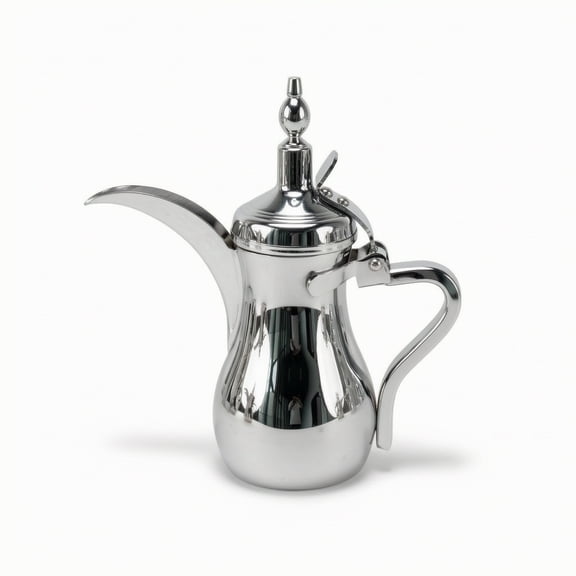 Abbraccia Coffee Pot Teapot Percolator Polished Stainless Steel Chrome Finish with Curved Spout for Hosts Cafes and Tea Service