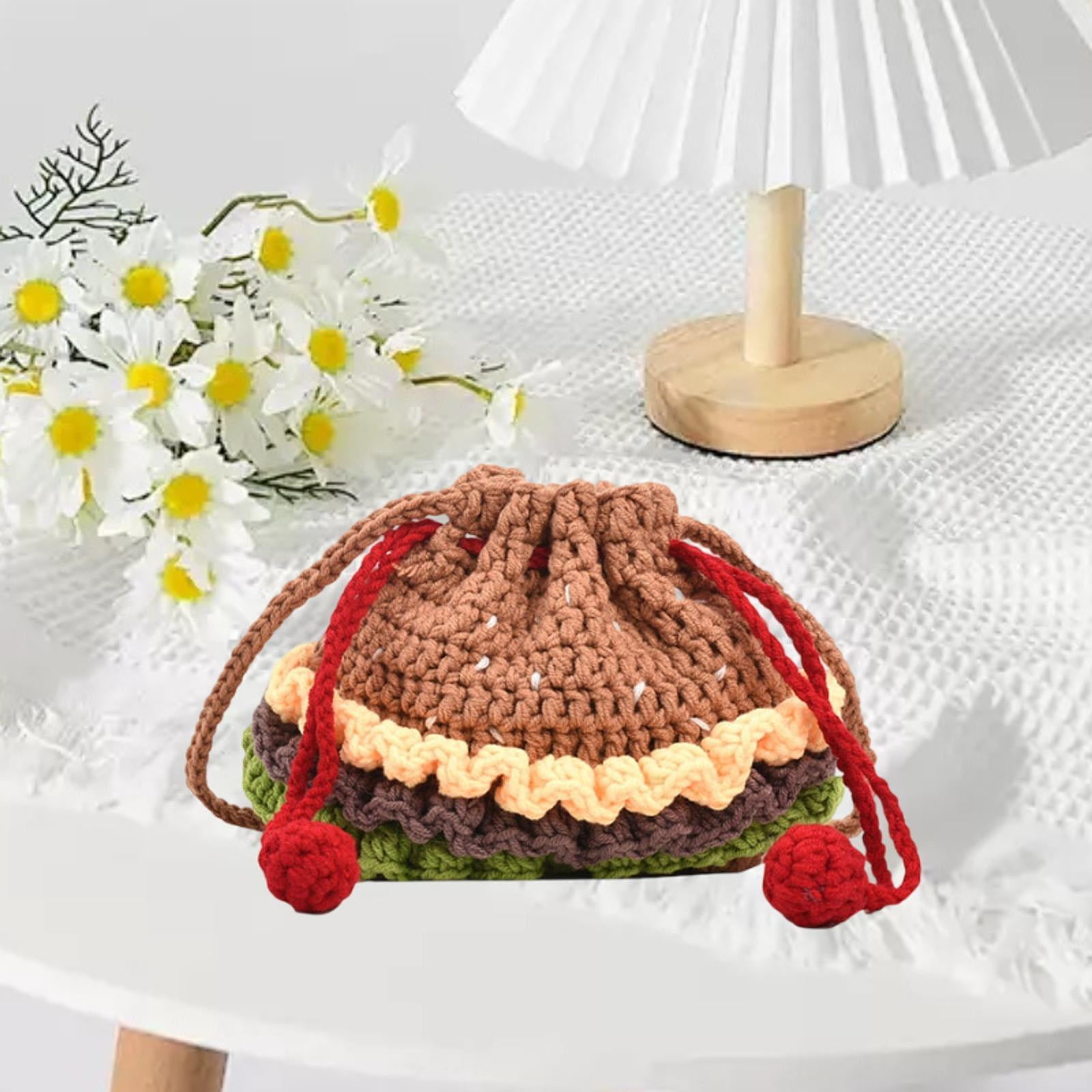 Abbraccia Crochet Shoulder Bag Handcrafted Cute Hamburger Birthday Gift Handmade Phone Bag Large