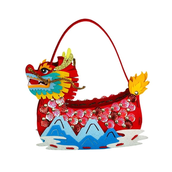 Abbraccia DIY Craft Kits Dragon Boat Festival Decor Educational Creative Non Woven Sewing Set DIY Sewing Bag Material Handmade for Kids red