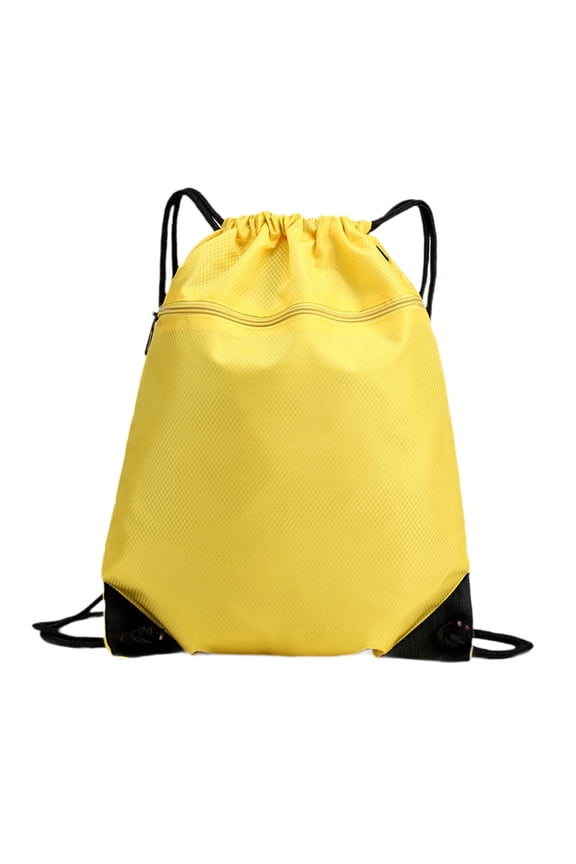 Drawstring Backpack Sports Drawstring Backpack Daypack Sturdy Portable Large Capacity Swimming Bag Basketball Bag for Camping Yellow