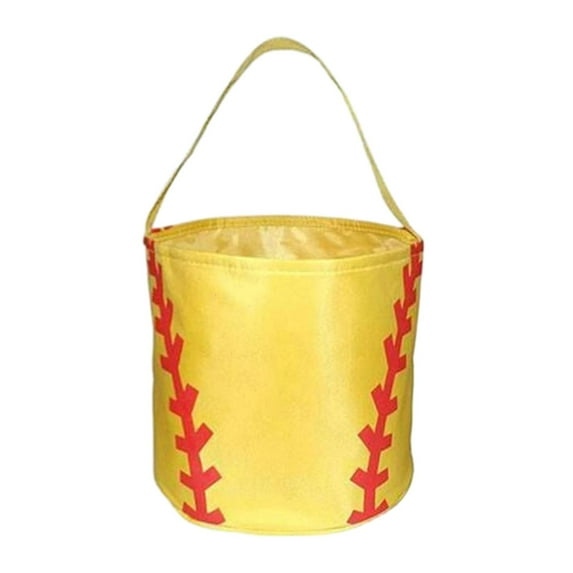 Abbraccia Easter Eggs Bags Easter Bunny Baskets Sports Balls Printing Candies Bucket Tote Bag for Children Kids Yellow Softball