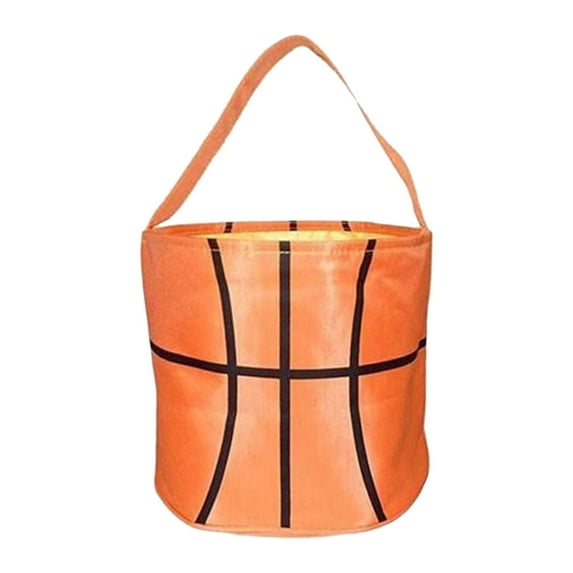 Abbraccia Easter Eggs Hunt Bags Easter Bunny Baskets Sports Balls Printing Candies Bucket Tote Bag for Children Kids Holiday Festival Orange Basketball