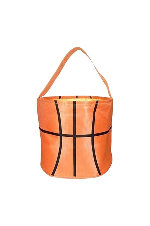Easter Eggs Hunt Bags Easter Bunny Baskets Sports Balls Printing Candies Bucket Tote Bag for Children Kids Holiday Festival Orange Basketball