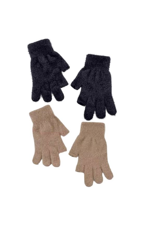 Fingerless Thickened Fleece Gloves, Winter Warm plain Color, Student Writing Gaming screen-compatible Knit Gloves