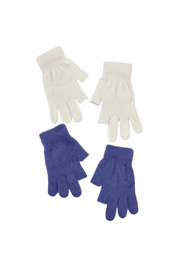 Fingerless Thickened Fleece Gloves, Winter Warm plain Color, Student Writing Gaming screen-compatible Knit Gloves