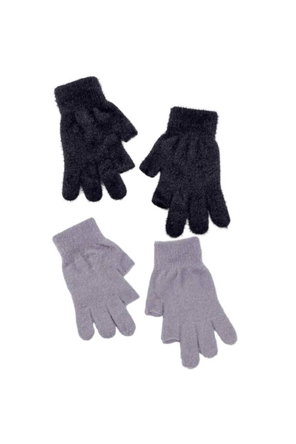 Fingerless Thickened Fleece Gloves, Winter Warm plain Color, Student Writing Gaming screen-compatible Knit Gloves