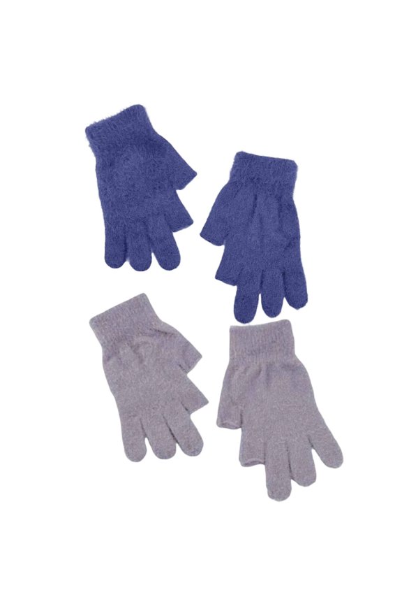 Fingerless Thickened Fleece Gloves, Winter Warm plain Color, Student Writing Gaming screen-compatible Knit Gloves